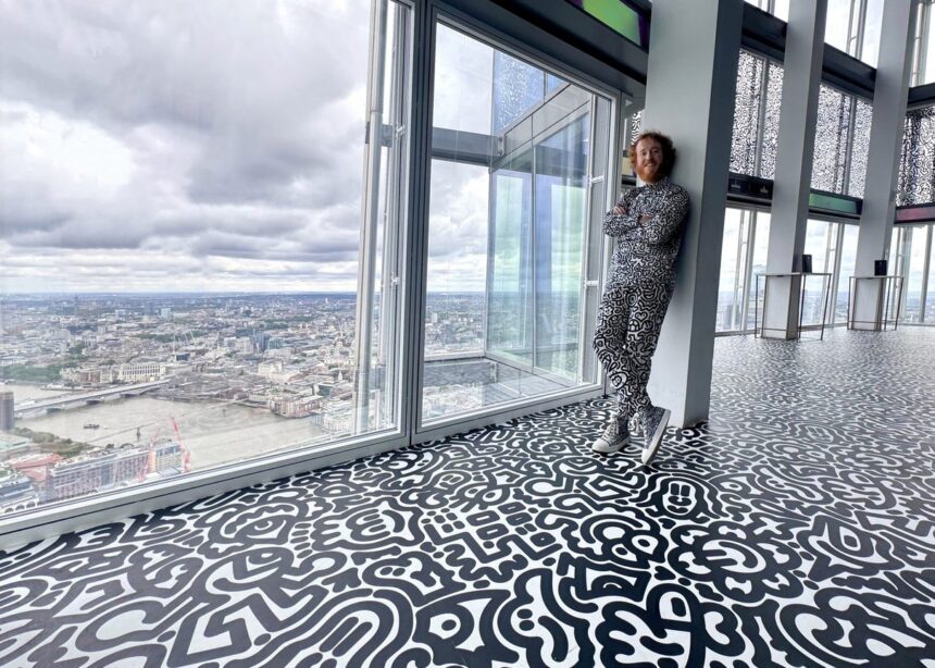 London skyline seen through the viewing windows at The View from The Shard