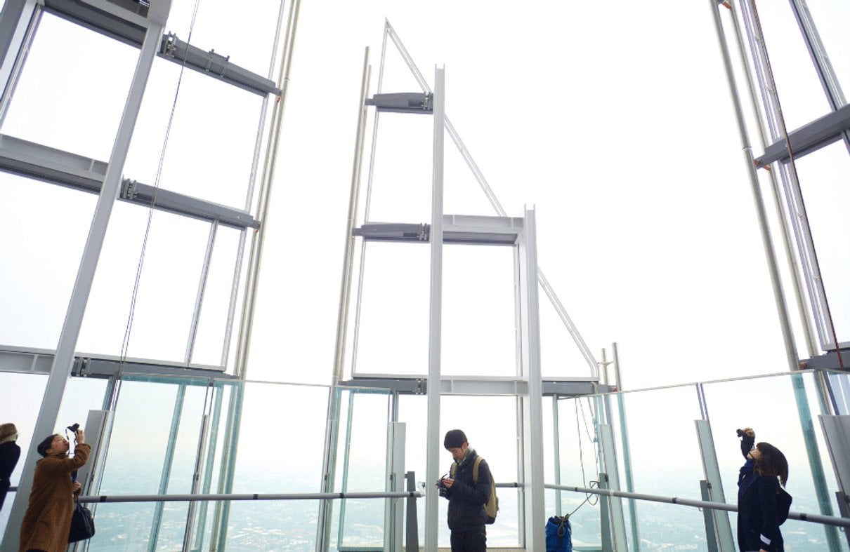 Visitors enjoying the open-air Skydeck at The View from The Shard