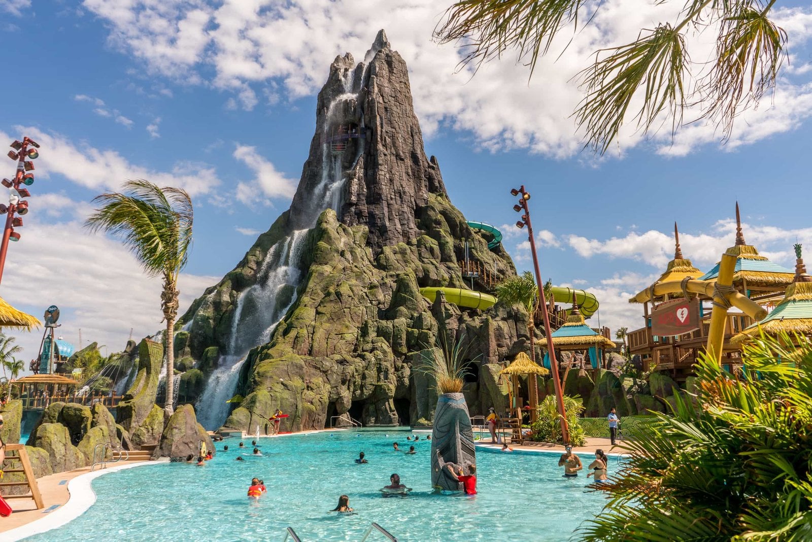 Universal Volcano Bay water park with its Krakatau volcano