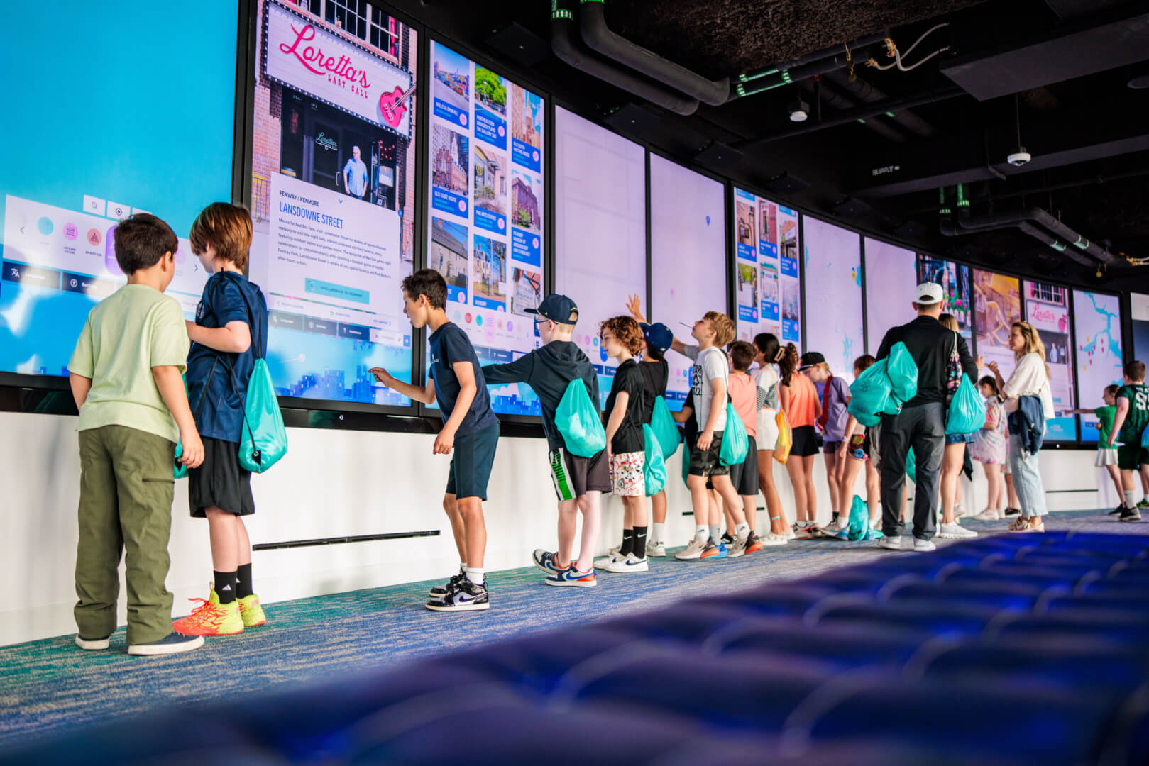 Children using interactive displays at View Boston