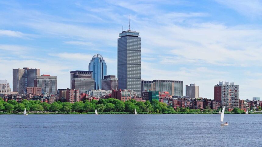 Boston skyline across the river