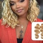 Blonde and brown body wave human crochet hair