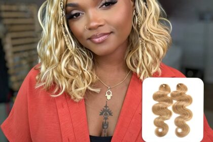 Blonde and brown body wave human crochet hair