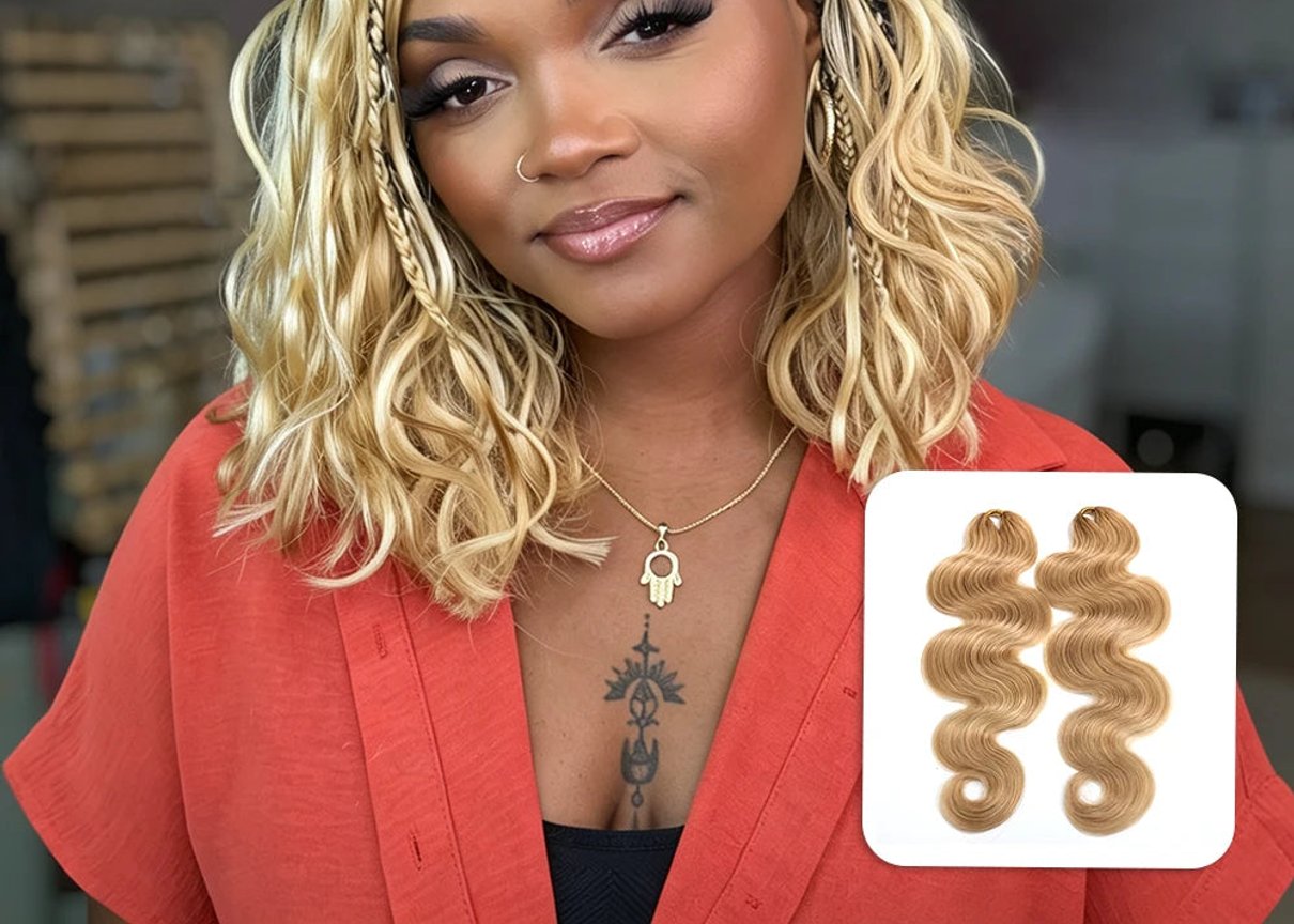 Blonde and brown body wave human crochet hair