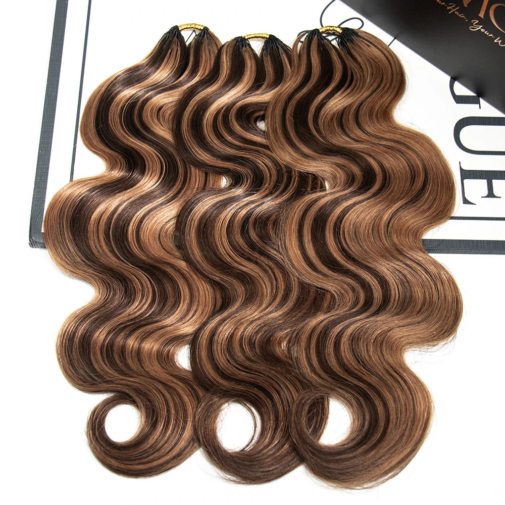 Brown body wave human crochet hair
