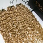 Number 27 honey blonde Spanish curl human crochet hair
