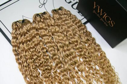 Number 27 honey blonde Spanish curl human crochet hair