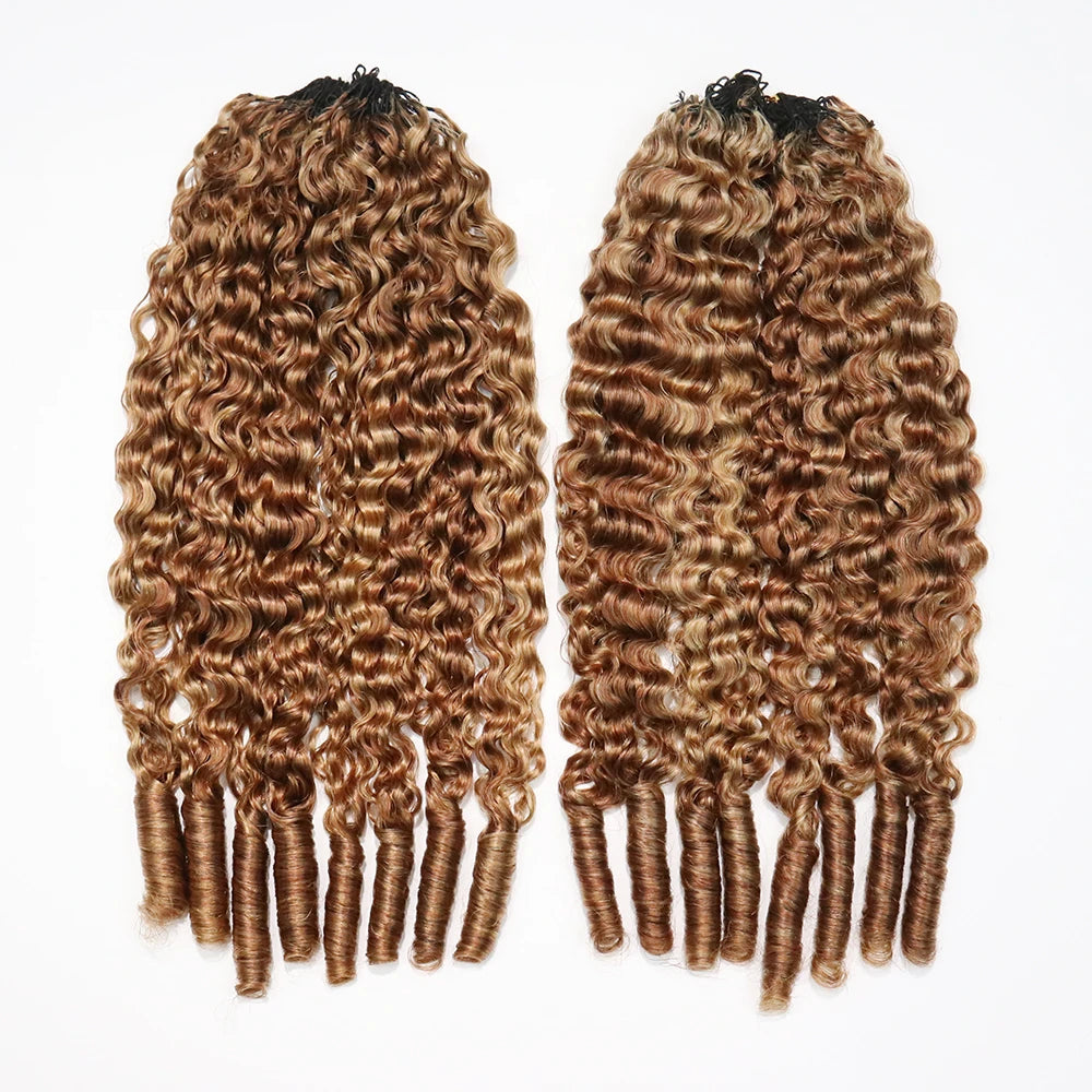 Color-blend water curly feather crochet hair
