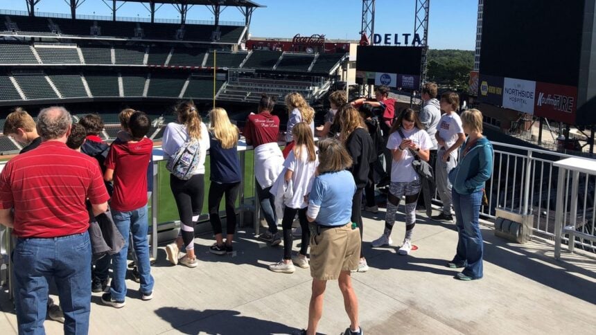 A group taking a tour at Truist Park