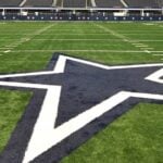 Wide view of the field inside AT&T Stadium