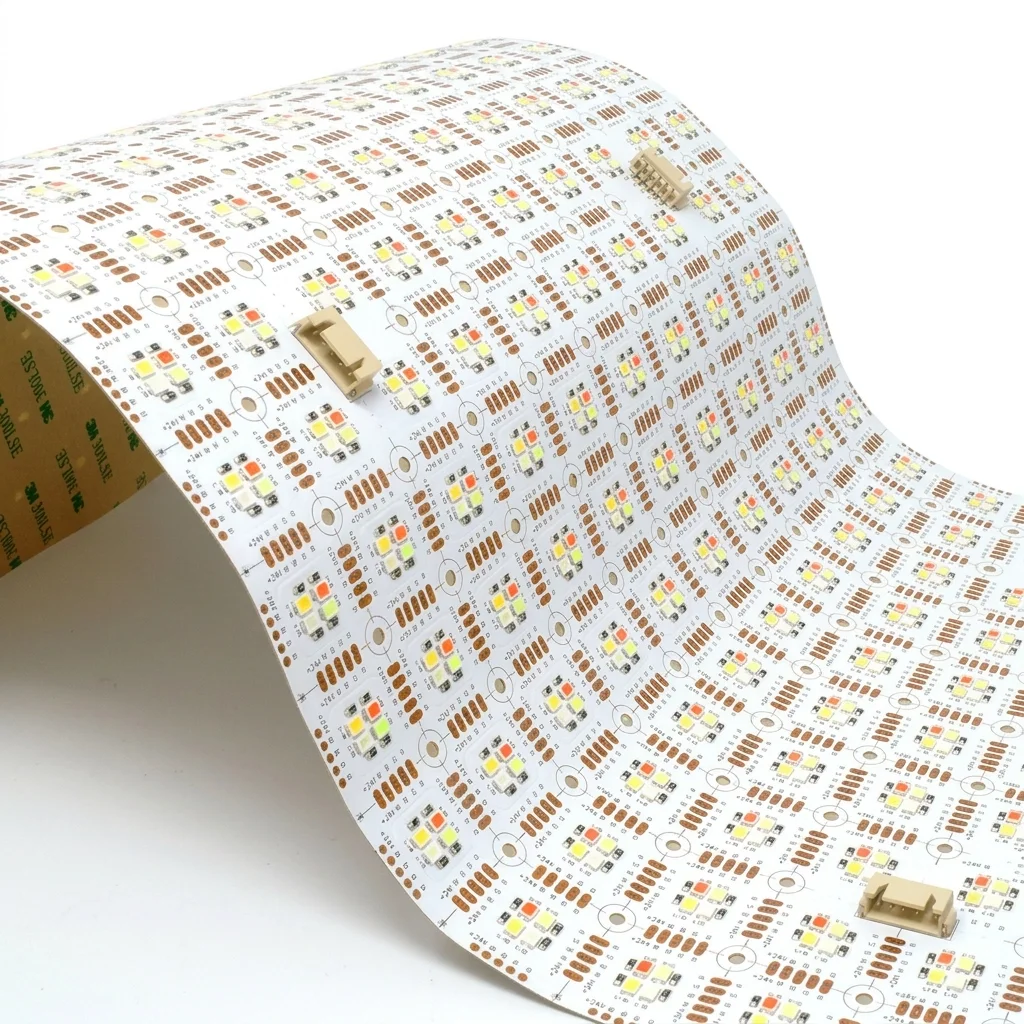 Flexible RGBW LED strip with connectors