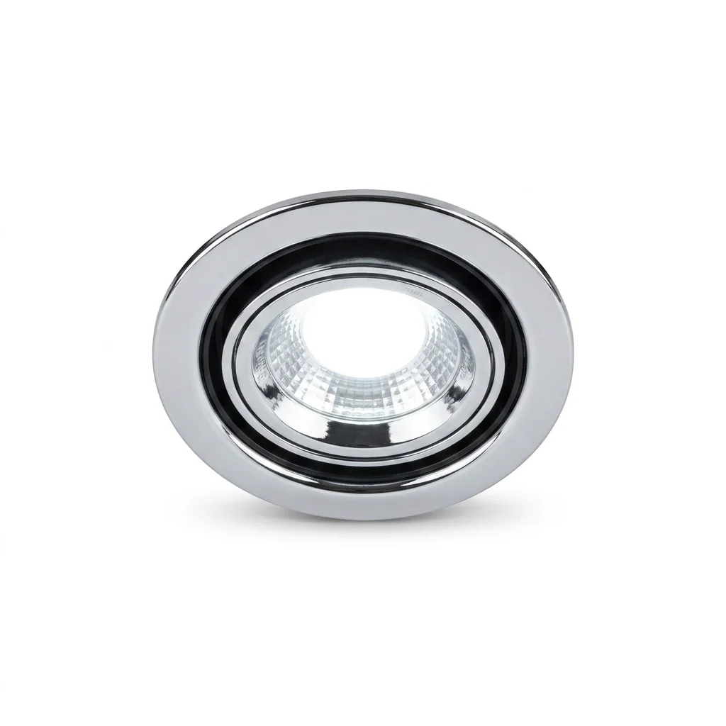 Illuminated chrome recessed ceiling downlight
