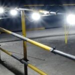 Portable 110 volt site lighting on a work site