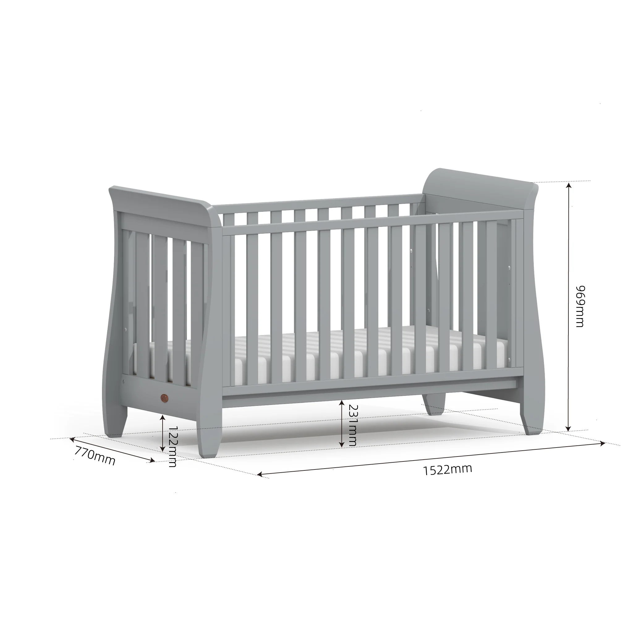 Sleigh Urbane Cot Bed in almond finish
