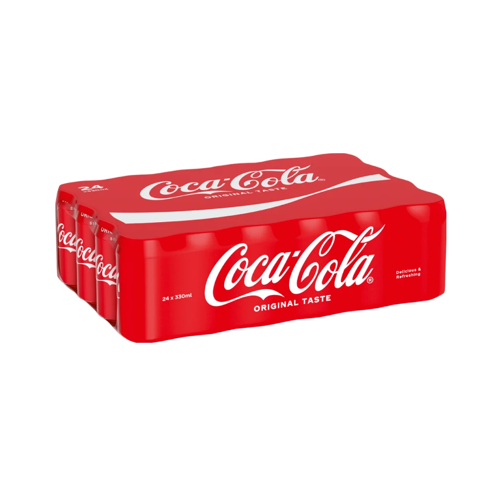 Coca-Cola Dosen in einem Vorratskarton