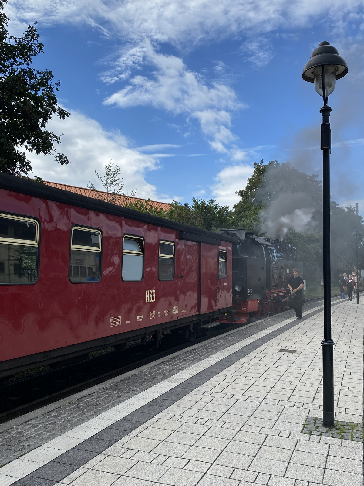 Dampfzug am Bahnsteig