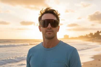 Persona usando lentes deportivos Steller plateados