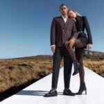 Zwei Modelle in Falke Strumpfhosen vor einer herbstlichen Kulisse