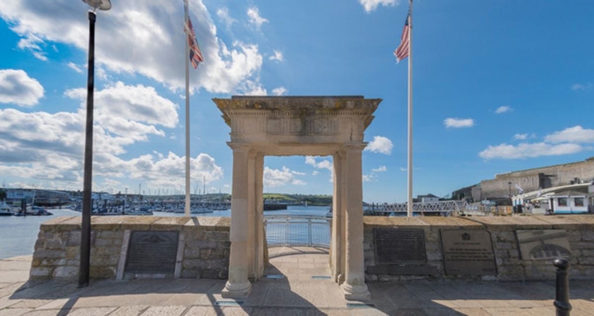 Mayflower Steps beside Plymouth harbour