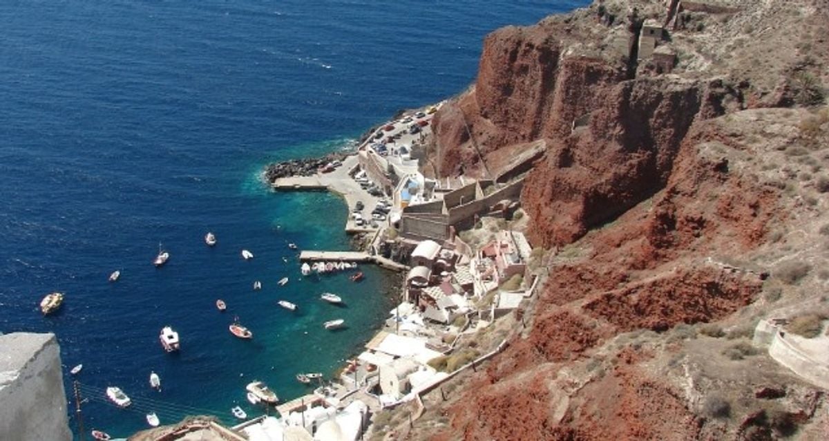 Fira and the old port on Santorini