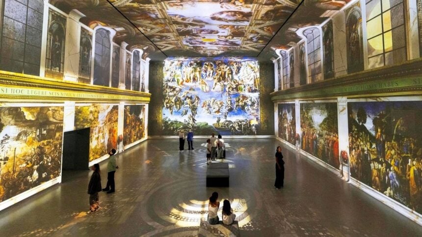 Projected Sistine Chapel artwork inside the Frameless experience
