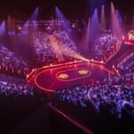 Wide view of performers and the set during Hunger Games on Stage