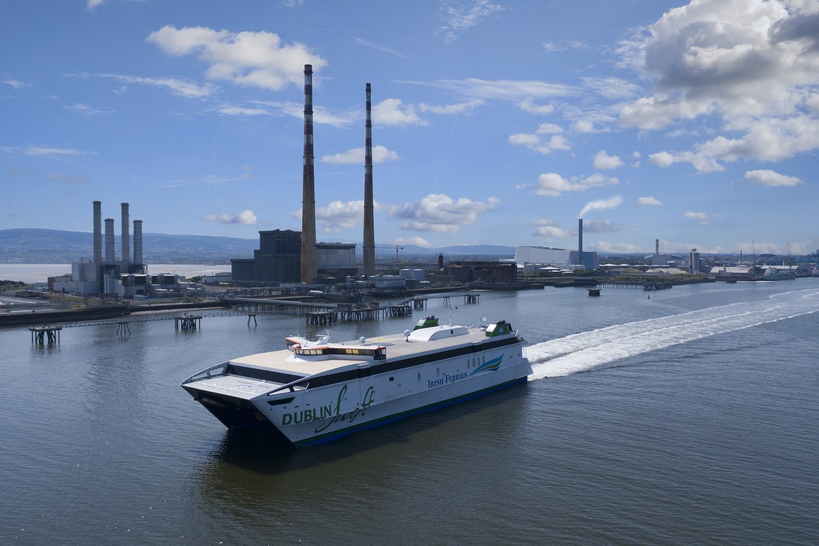 Dublin Swift ferry sailing by a harbour