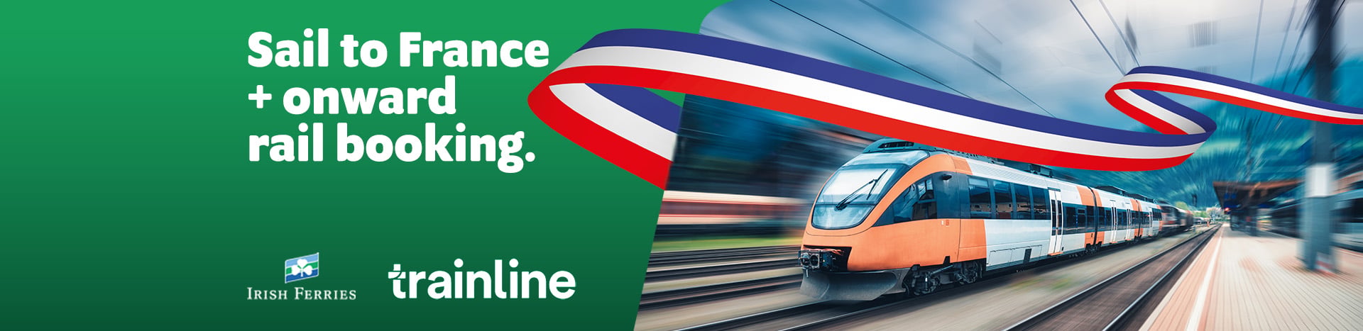 Ferry and rail travel promotion for a journey to France
