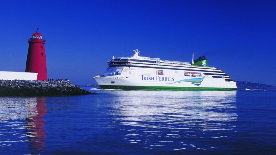 Ferry beside Poolbeg lighthouse
