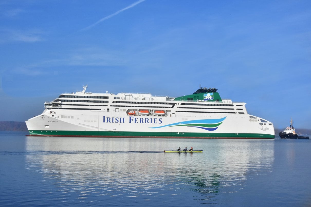 W.B. Yeats ferry sailing with rowers in the foreground