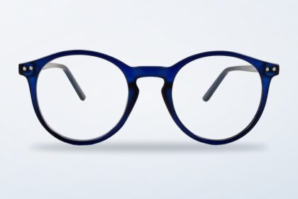 Lentes Masvision con filtro de luz azul, montura redonda azul