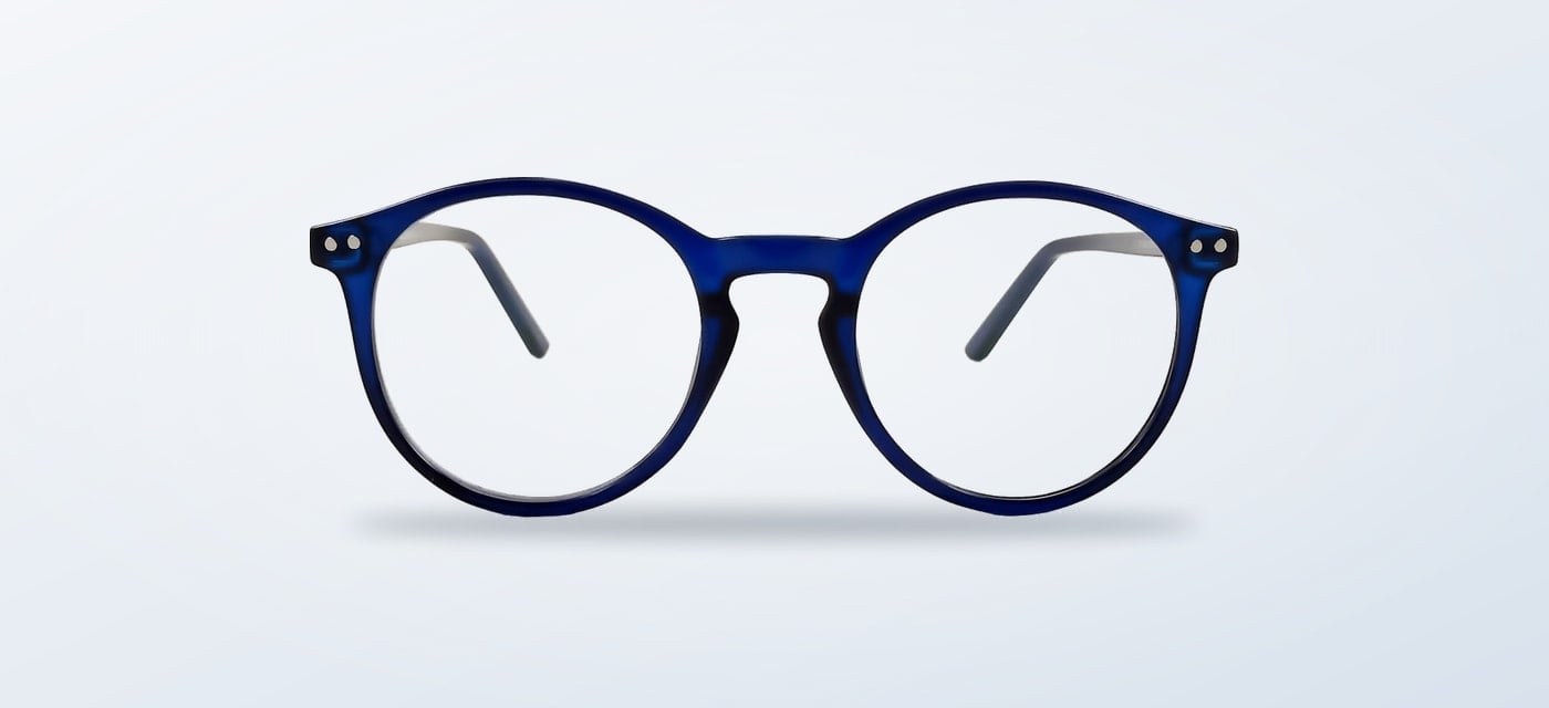 Lentes Masvision con filtro de luz azul, montura redonda azul