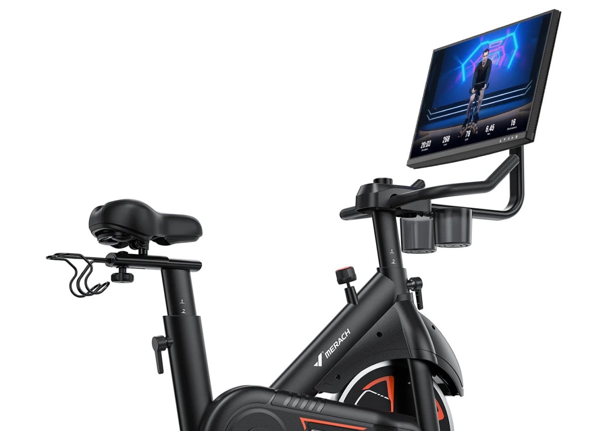 Merach indoor exercise bike with display