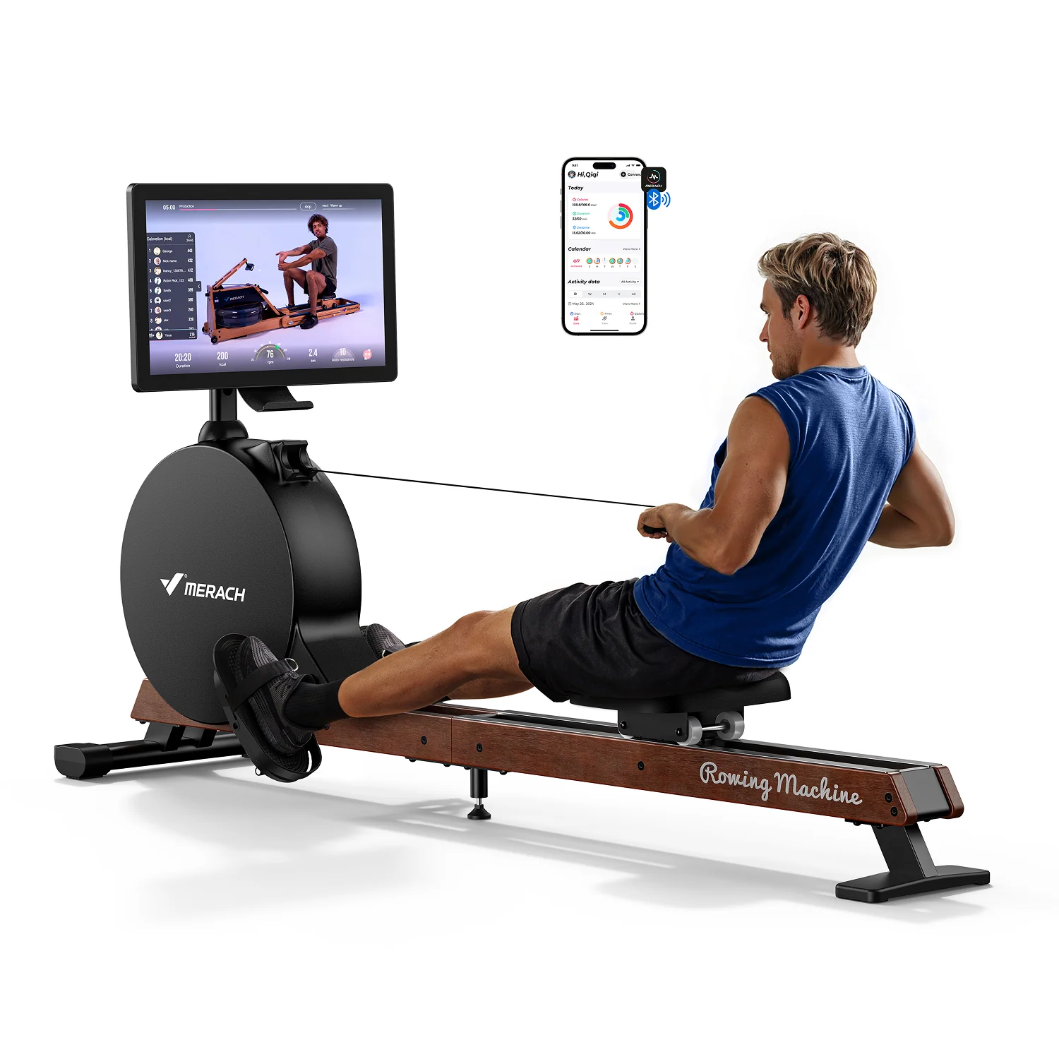 Merach Q3 Aura rowing machine with HD screen