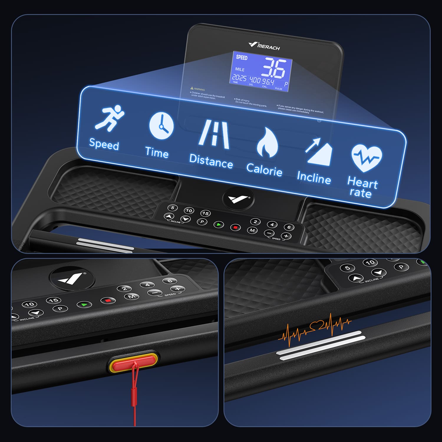 Merach T31B1 Laufband-Konsole mit Trainingsfunktionen
