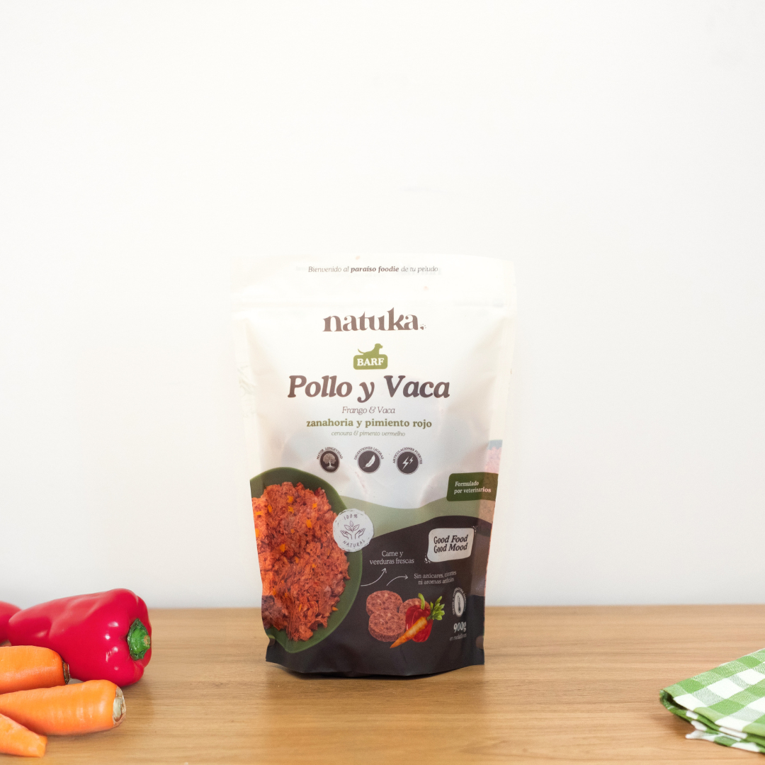 Bolsa del menú BARF de pollo y vaca de Natuka