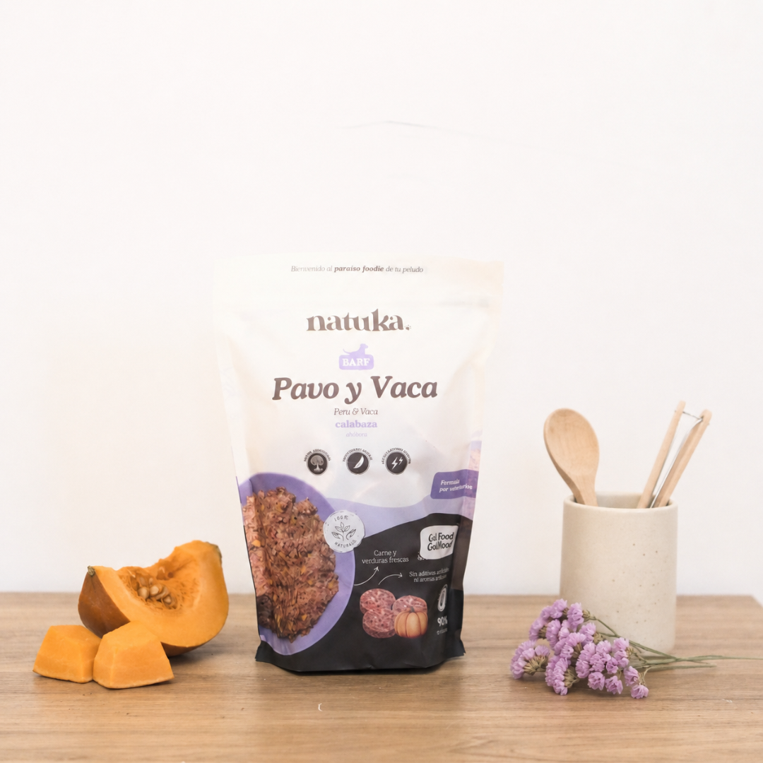 Menú BARF de pavo y vaca de Natuka