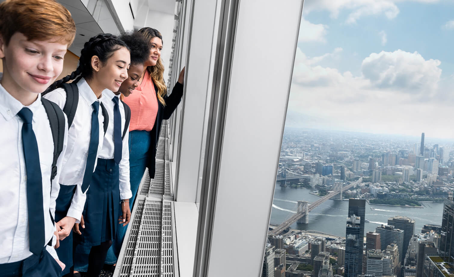 Students visiting One World Observatory as a school group