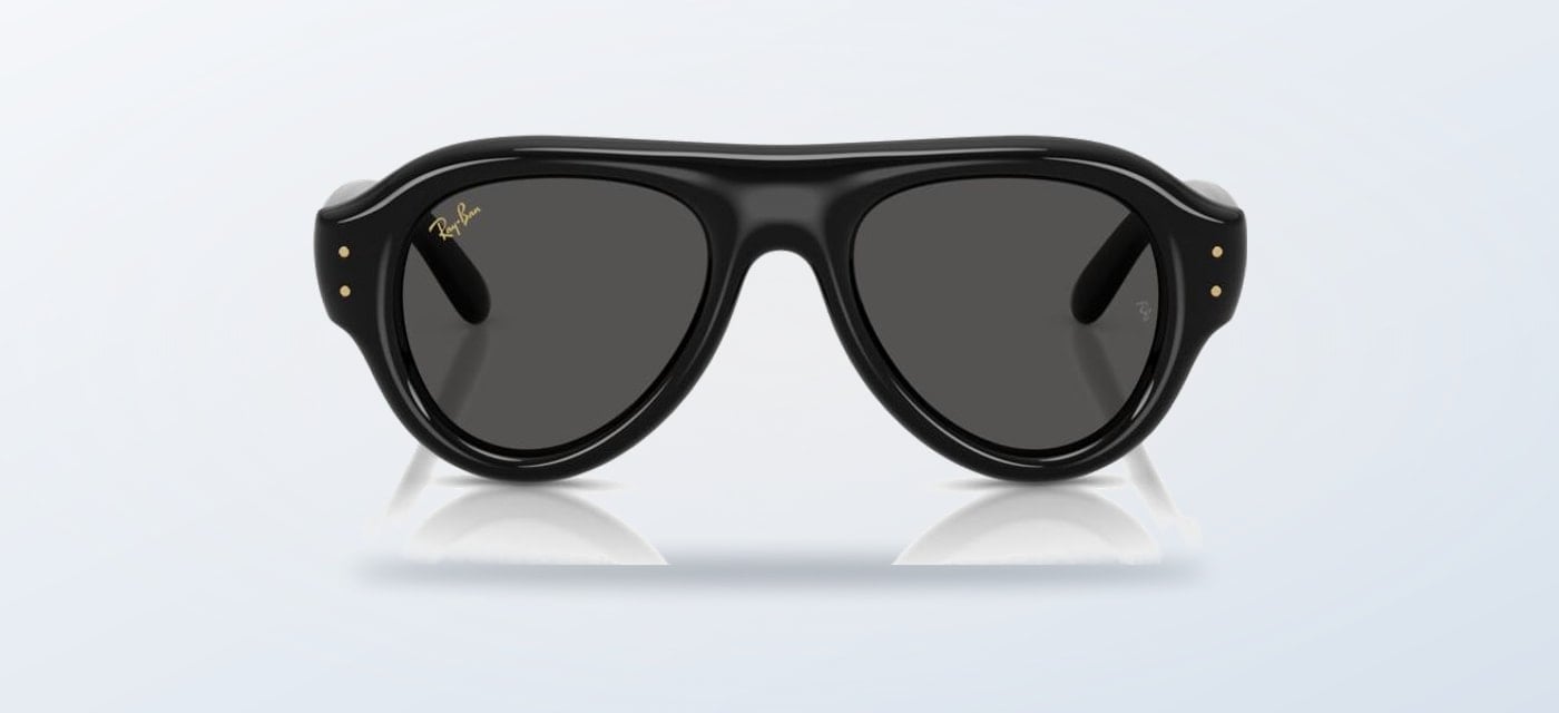 Lentes de sol Ray Ban Aviator Puffer, montura negra con volumen grueso