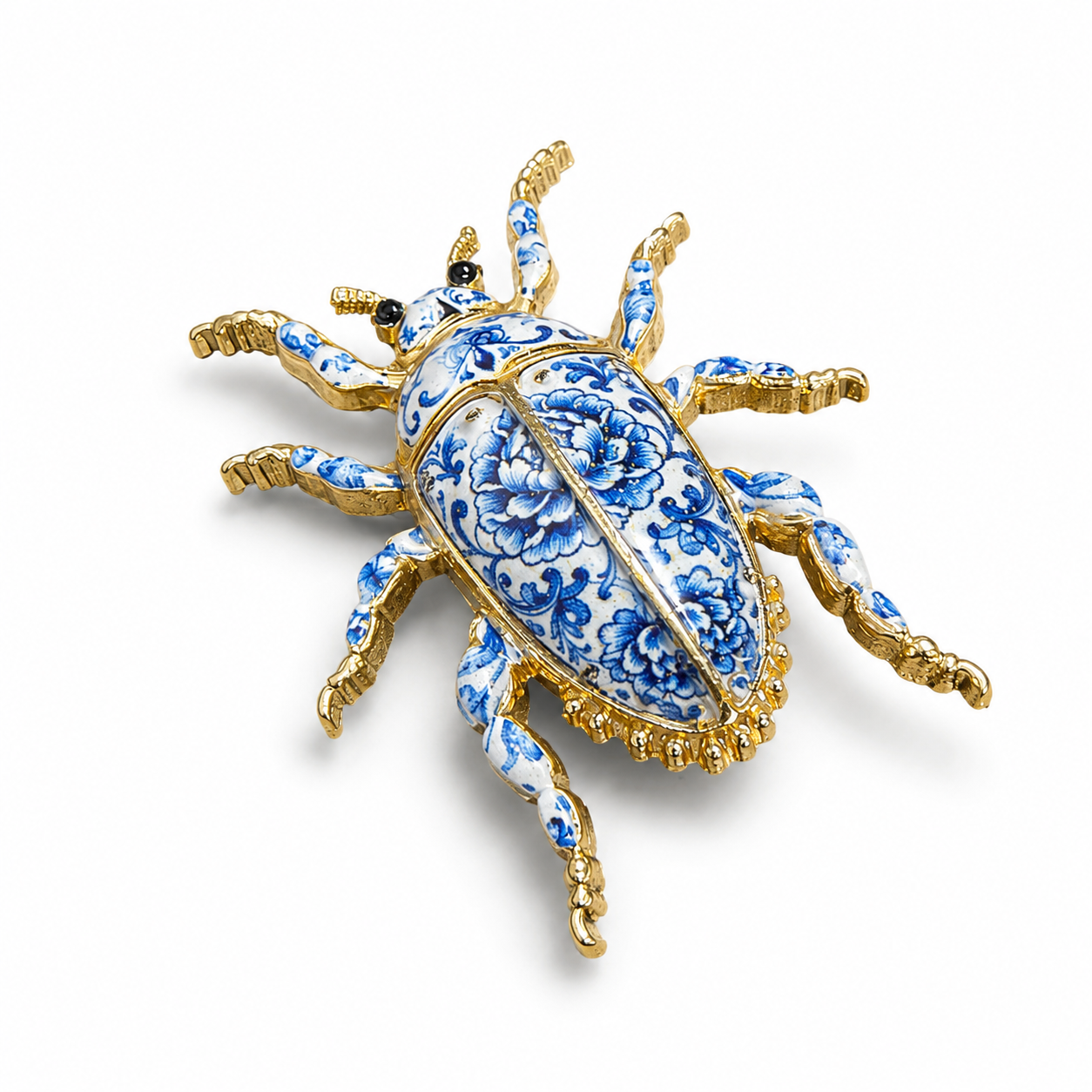 Porcelain cockroach brooch and lapel pin