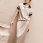 Washable Silk Charmeuse Polo Top