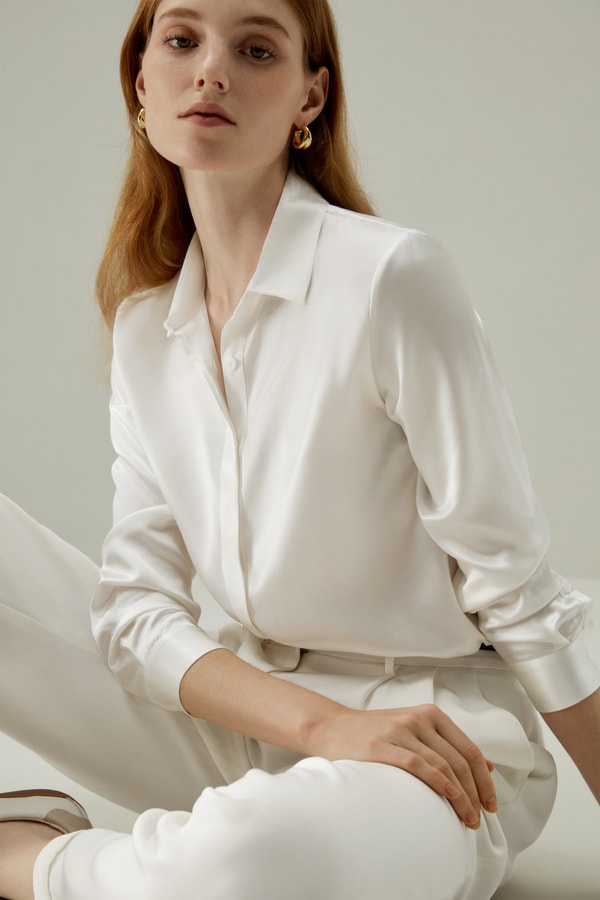 Lilysilk Basic Seidenhemd mit verdeckter Knopfleiste als einzelnes Kleidungsstück