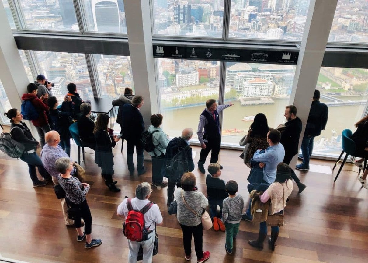 Group taking in the London skyline from The View from The Shard