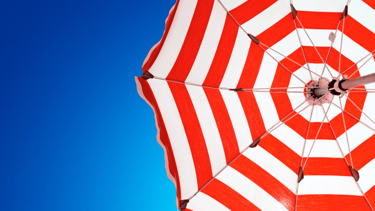 Striped beach umbrella