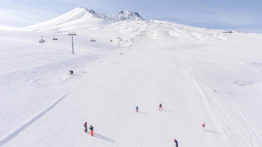 Ski slope covered in snow
