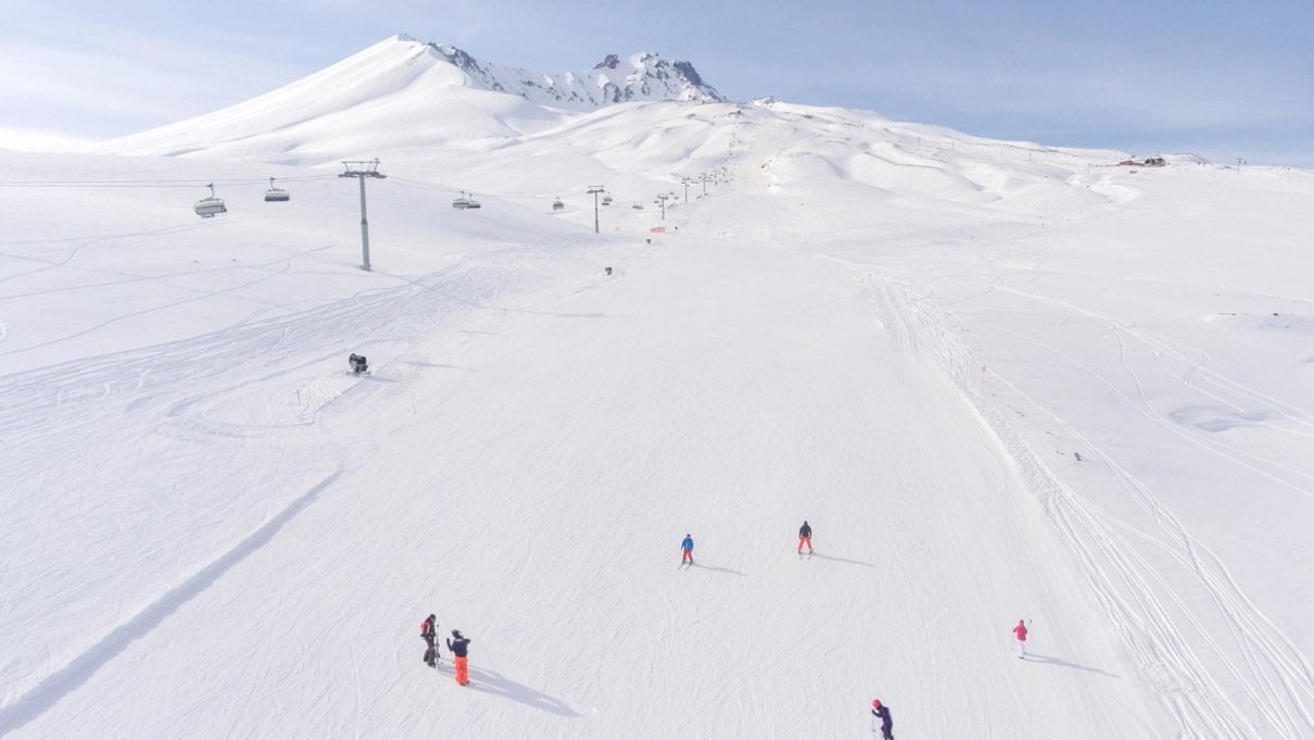 Ski slope covered in snow