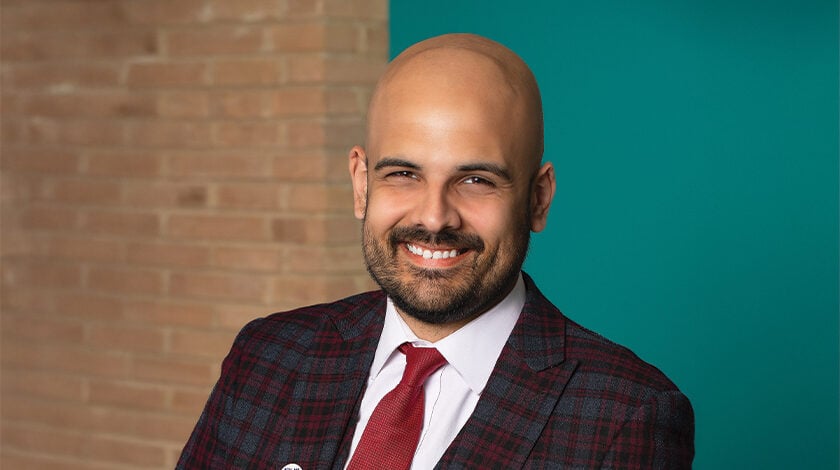 Smiling suited man