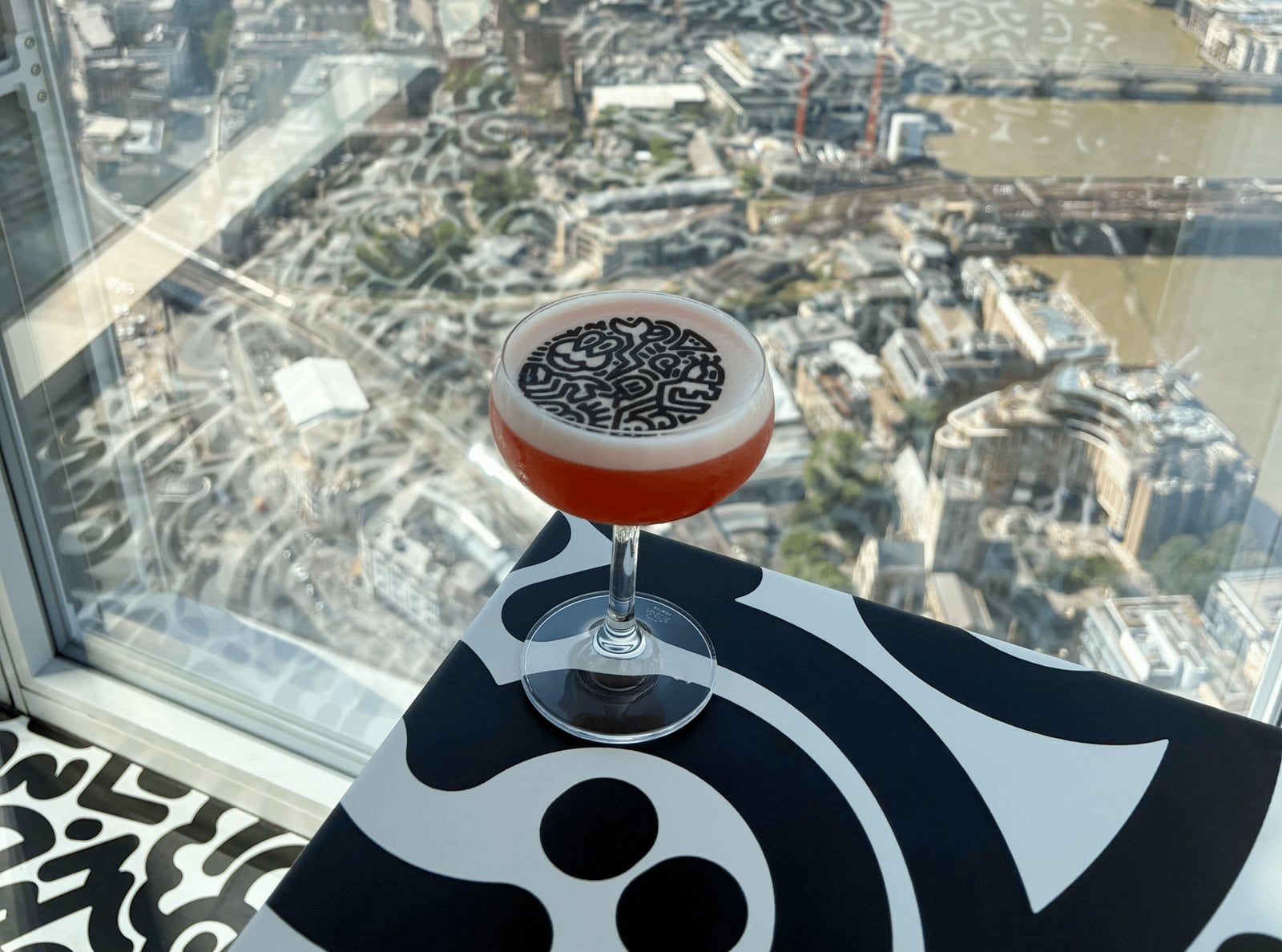 Mr Doodle themed cocktail view at The View from The Shard