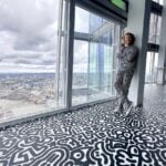 London skyline seen through a window at The View from The Shard