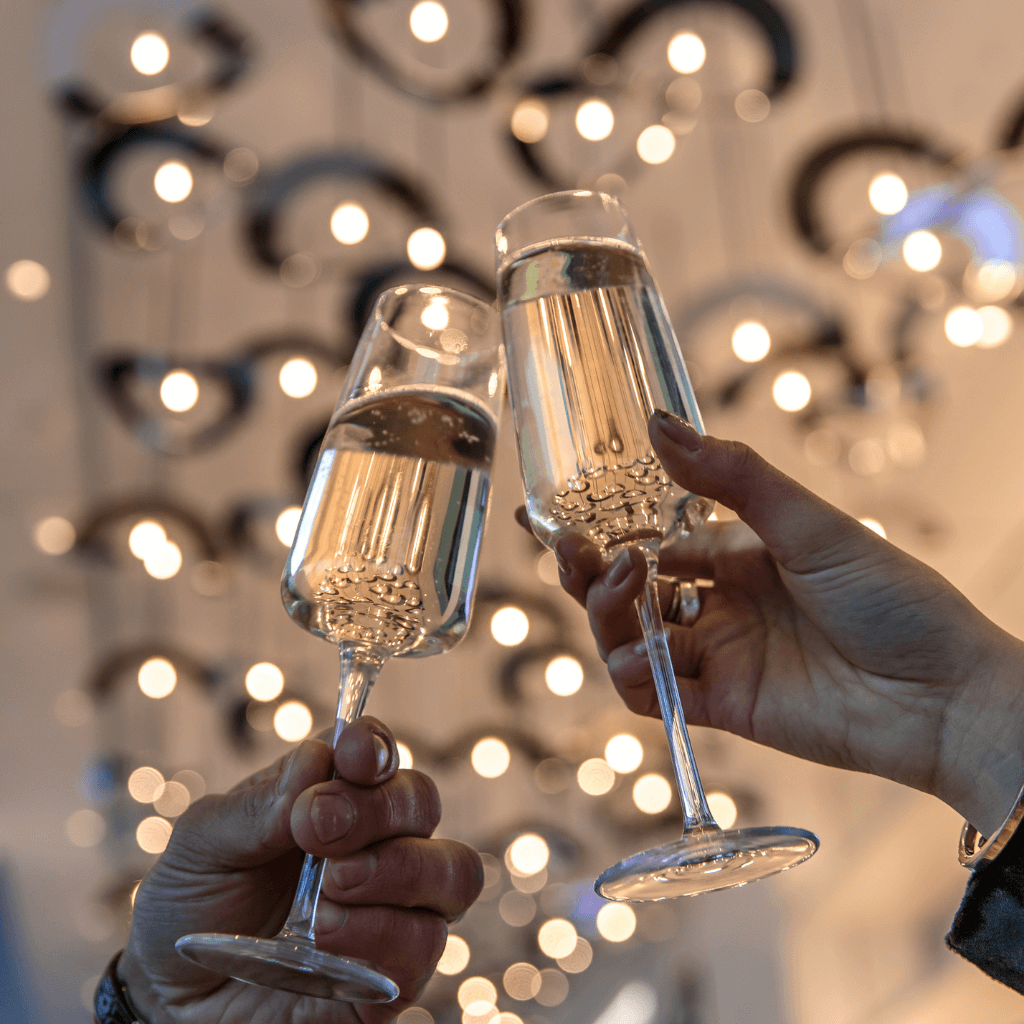 Champagne glasses at a View Boston event